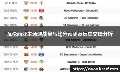 瓦伦西亚主场迎战皇马比分预测及历史交锋分析